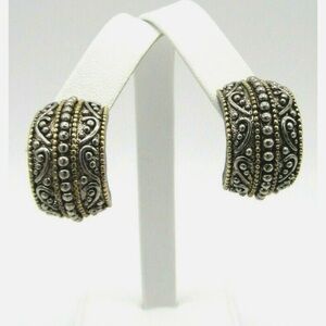 Balinese Style Silver & Gold Tone Scroll Earrings